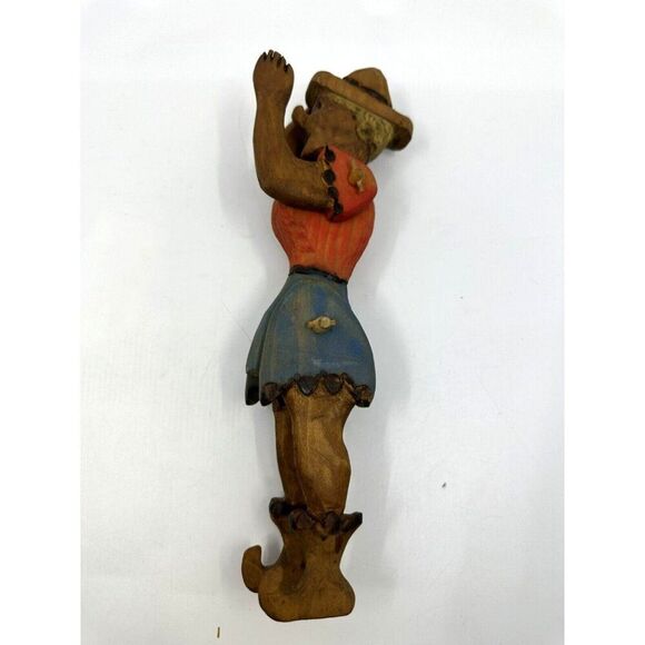 Vintage Girl Puppet Hand Carved And Painted Wooden Toy 7 Inches Sitting Size - Picture 6 of 11